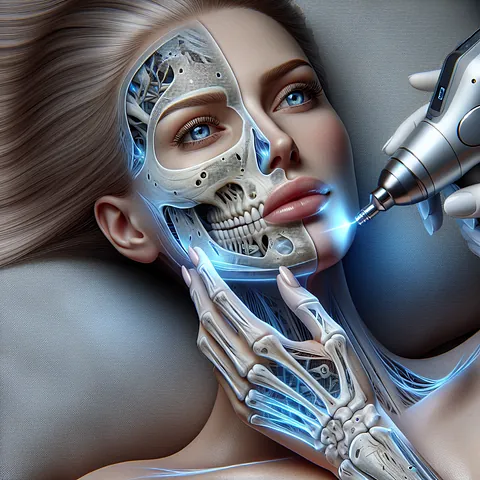 Realistic stock image of advanced laser treatment.